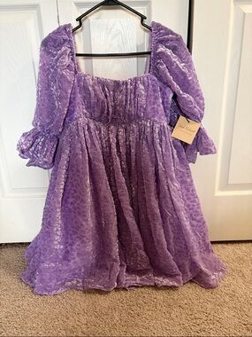 Sweet Romance Lavender Puff-Sleeve Midi Dress